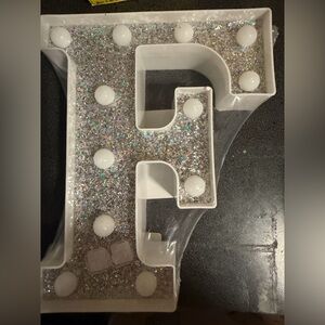 Glittery Letter E with Lights